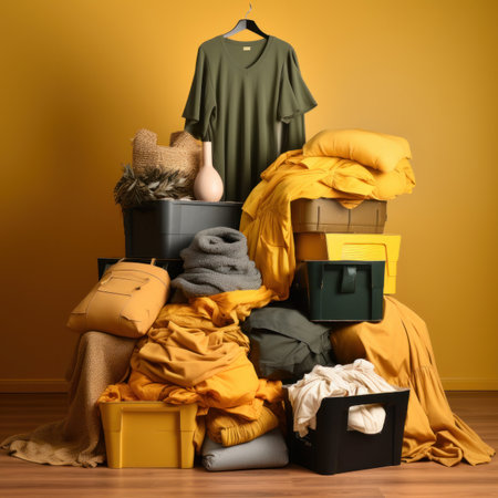 clothing collected by people and prepared by volunteers to help the poor and homeless or victims of disasters and natural disasters. volunteer help and movement. second life of thingsの素材