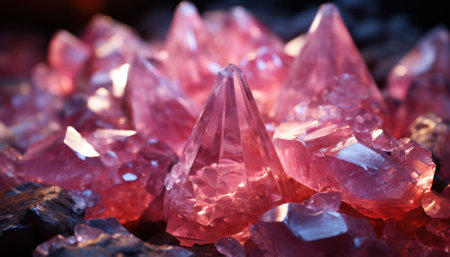 macro image of gem crystals for making jewelry. Rare, expensive pink color.の素材