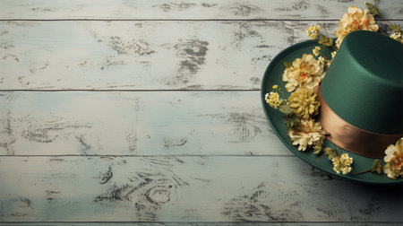 Green hat for St. Patricks Day with copy space.の素材