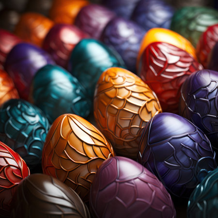 abstract background with decorative carved colorful eggs.の素材