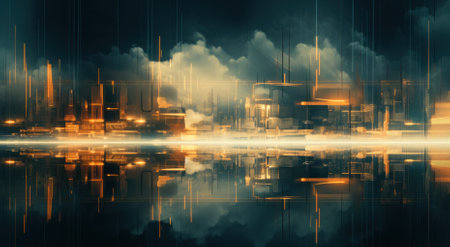 business and finance.abstract business background with buildings and people in motion. motion blur.の素材