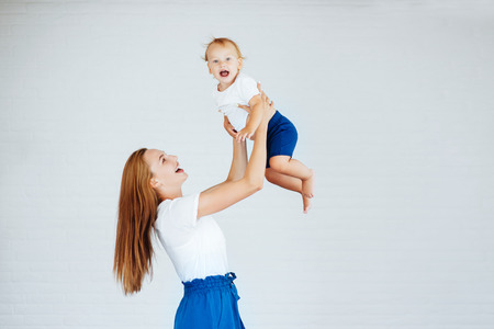 Young mother with her little son