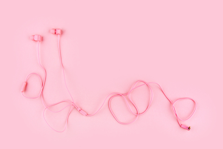 headphones on pastel backgrounds.の写真素材