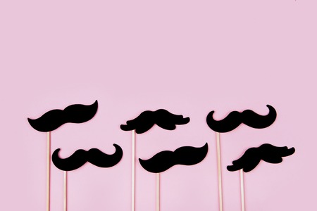 Colorful wedding accessories set on pink backgroundの写真素材