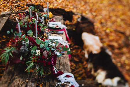 Autumn location, autumn decor, rocking chairsの写真素材