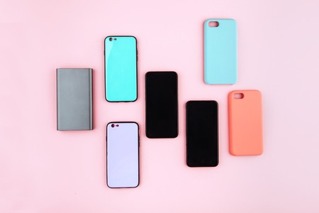 USB charging cables for smartphone and tabletの写真素材