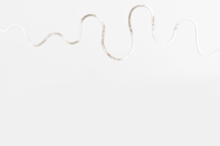 Christmas balls, pink and silver decorations on white background.の写真素材