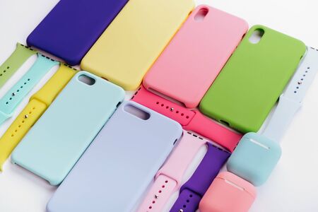 Up to date technology.Top view of diverse personal accessoryの写真素材