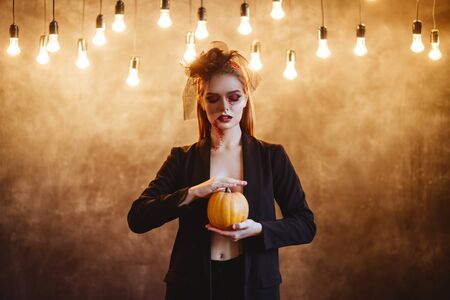 Beautiful Halloween Vampire Woman portrait.の写真素材
