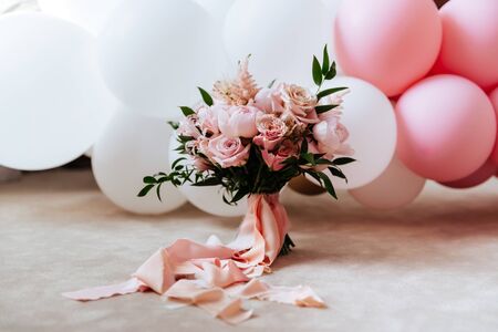 Bouquet of pink peoniesの写真素材