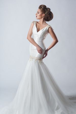 Beautiful bride with fashion hairstyle and make-upの写真素材