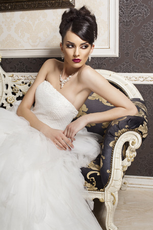beautiful and fashion bride in luxury interiorの写真素材