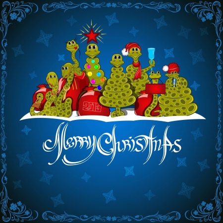 christmas background snake setのイラスト素材