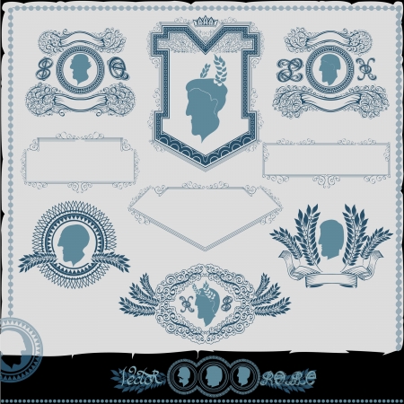 vintage man face silhouetteのイラスト素材