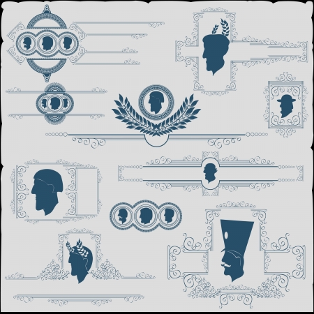 vintage element with faceのイラスト素材