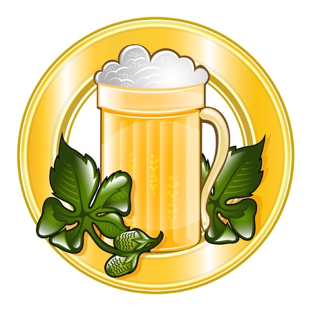mug of foam beer icon with hope into circle frameのイラスト素材