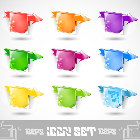 isolated arrow icon set with banner rainbow colorのイラスト素材