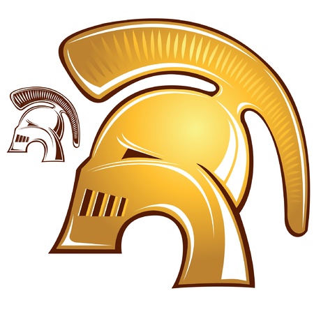 gladiator golden helmet with silhouette copyのイラスト素材