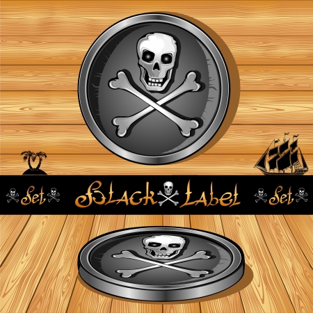 black label right and perspectiv on wooden backgroundのイラスト素材