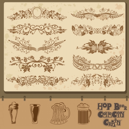 hop beer element collection with mugのイラスト素材