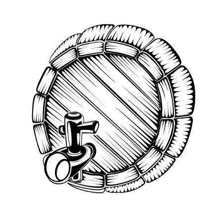silhouette engraving of full face barrelのイラスト素材