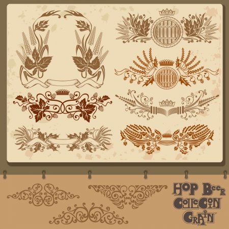 hop beer set element collection with mugのイラスト素材