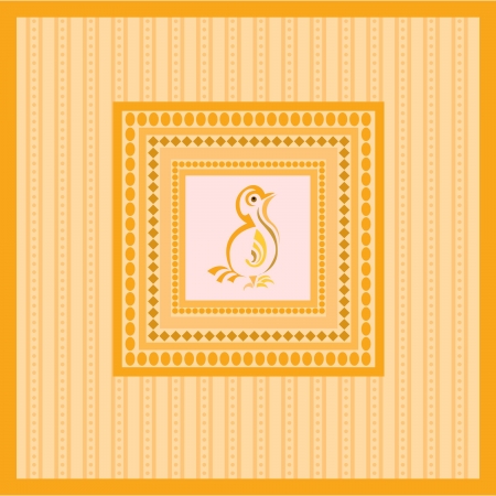 yellow easter background with chickenのイラスト素材