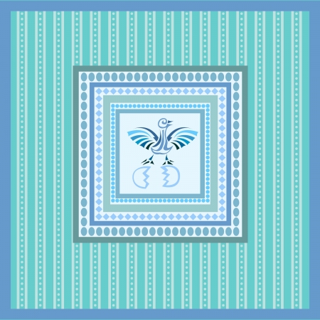 blue easter background with chickenのイラスト素材