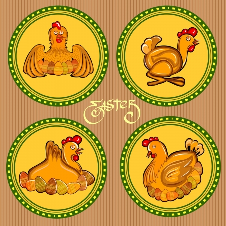 easter circle chicken labelのイラスト素材