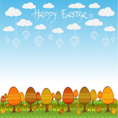 easter egg forest backgroundのイラスト素材