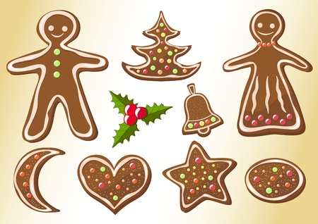 Gingerbread cookies. Christmas cookies. Vector illustration.のイラスト素材
