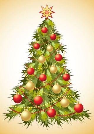 Christmas tree with decoration. Vector.のイラスト素材