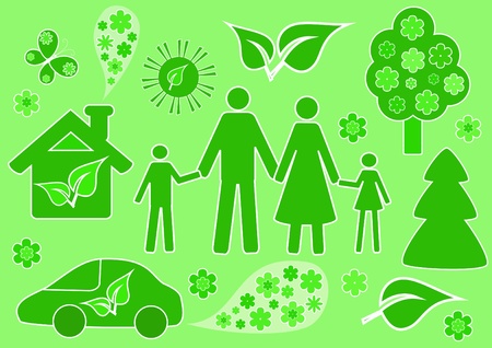 Family and ecology. Vector illustration.のイラスト素材