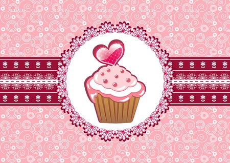 Cupcake on the doily. Vector illustration.のイラスト素材
