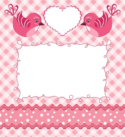 Baby photo frame with birds.のイラスト素材
