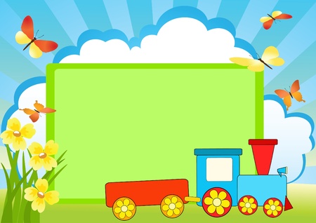  Message board and train.のイラスト素材