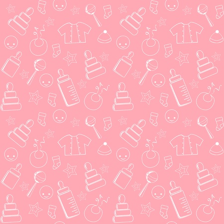 Pink baby seamless. のイラスト素材