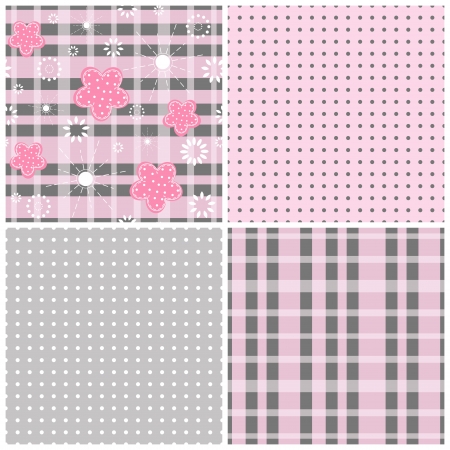 Collection pink seamless    のイラスト素材