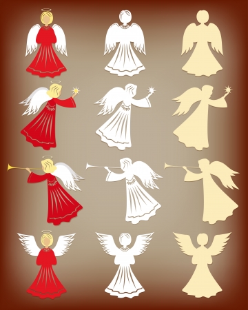 Christmas decoration  Angels  Vector illustration のイラスト素材