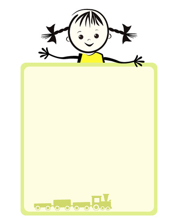 Happy girl  Vector illustration with place for your text のイラスト素材