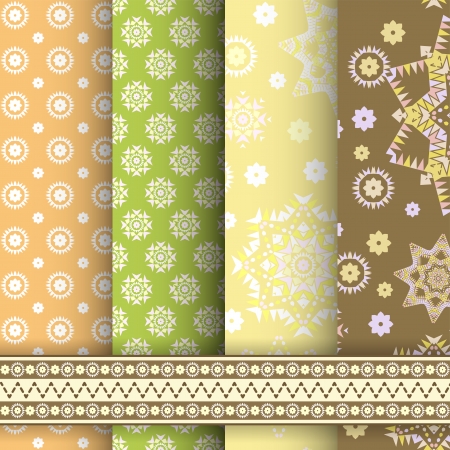 Set geometric ornamental patterns  Vector illustration のイラスト素材