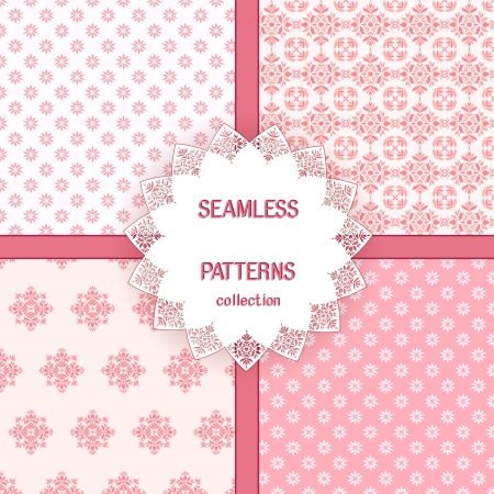 Collection pink seamless  Vector illustration のイラスト素材