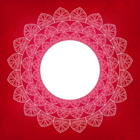 Red background with round ornament  Vector のイラスト素材