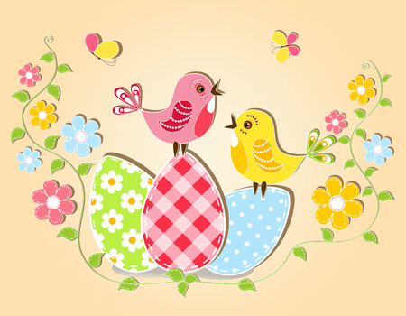 Floral Easter card  Vector illustration のイラスト素材
