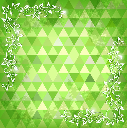 Green mosaic background  Vector illustration のイラスト素材