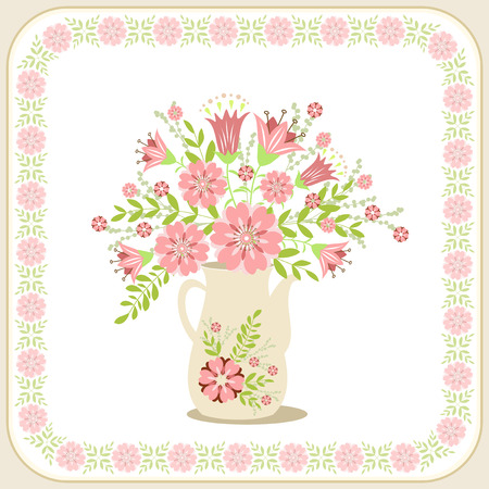 Greeting card with flowers. Vectorのイラスト素材