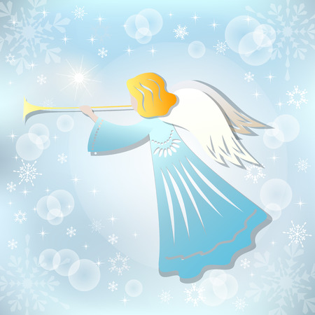 Angel and Christmas star. Vector illustration. EPS10.のイラスト素材