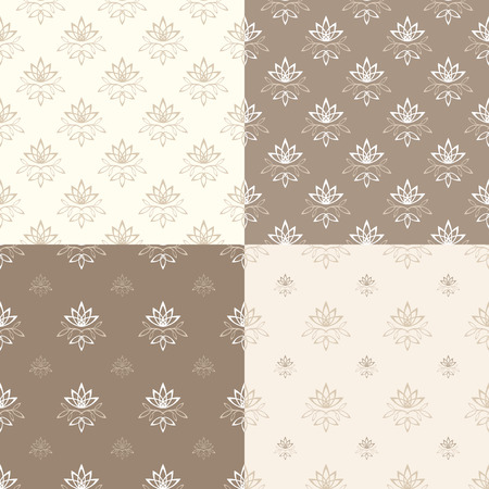 Set floral ornamental patterns. Vector illustration.のイラスト素材