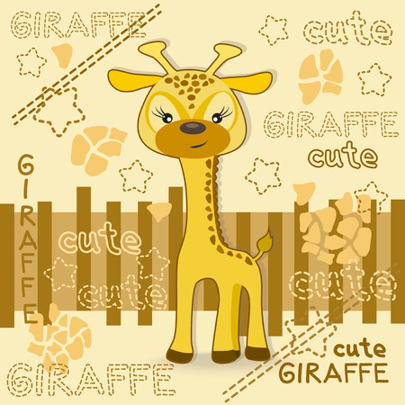 Cute giraffe on the colorfull background.  Vector print for children wear.のイラスト素材