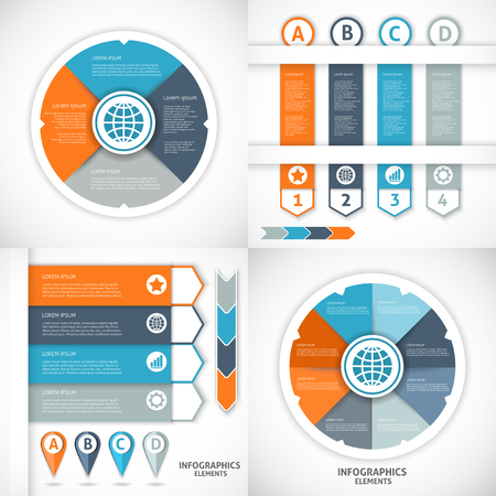 Collection infographics elements. Colorful arrows. Infographics circle origami style. Vector illustration.のイラスト素材